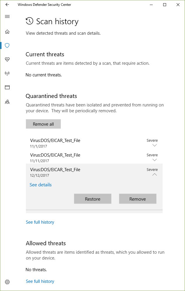 View protection history of Microsoft Defender Antivirus in Windows 10