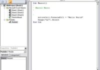 Visual Basic editor with project tree and a module code window