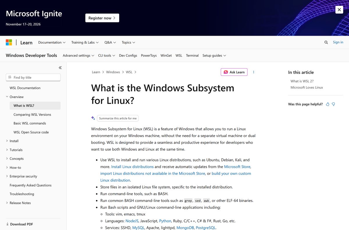 Microsoft page explaining WSL as a Cygwin alternative