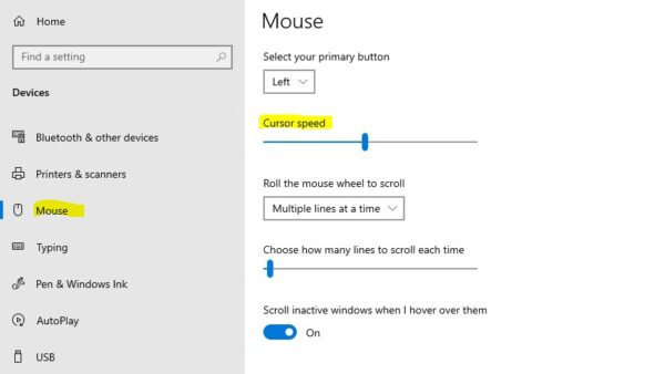 How to change mouse speed in Windows 10 or 11
