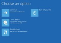Windows 10 recovery Choose an option screen with Troubleshoot tile