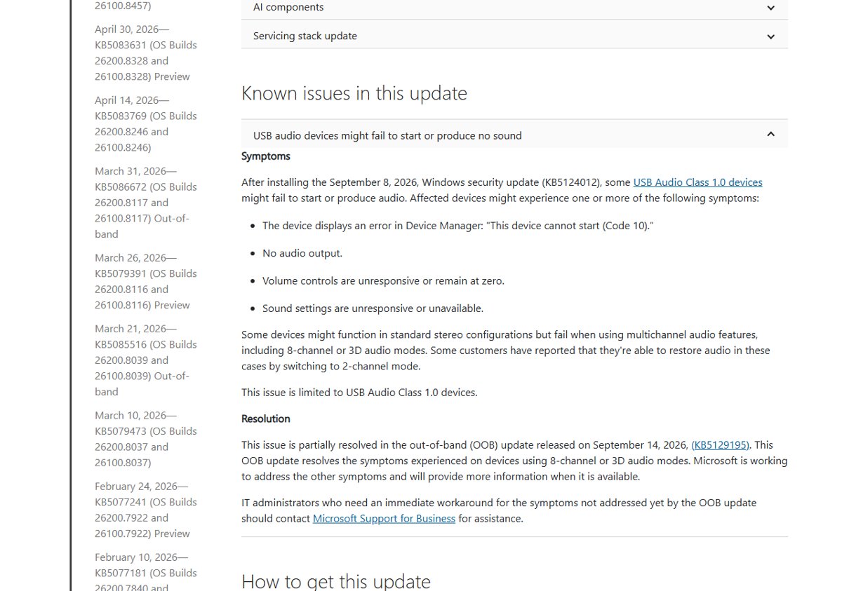 Windows 11 KB5127648 issues listed under Known issues in this update