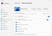 Windows 11 Settings Accounts page signed in with a Microsoft account showing Windows backup