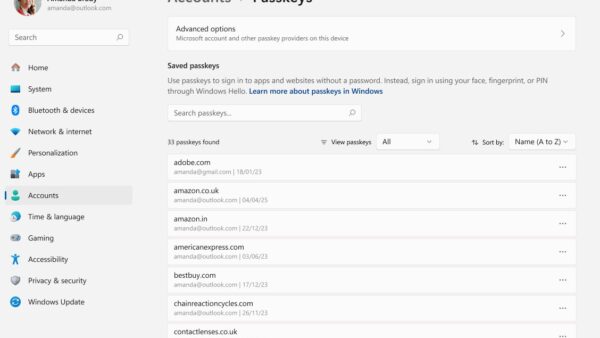 How to access and view passkeys in Windows 11 Settings