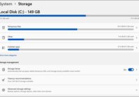 Windows 11 Storage settings listing temporary files, other files and installed apps