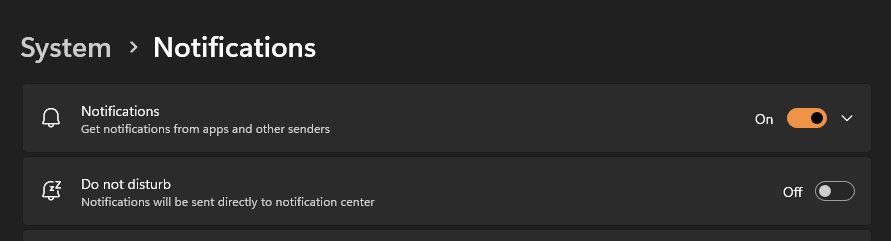 Windows 11 notification settings for Edge under System and Notifications
