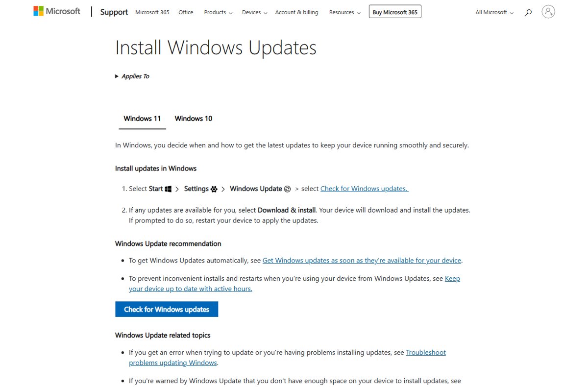 Windows 11 search bar fix through Windows Update check for updates steps