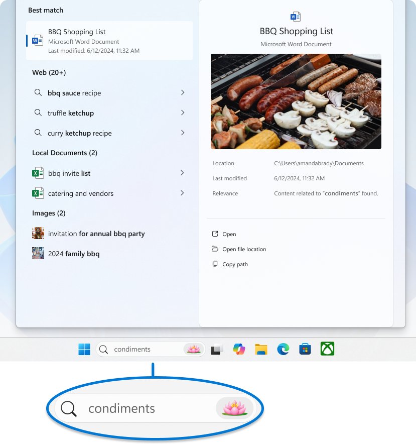 Windows 11 taskbar search box with results open above it