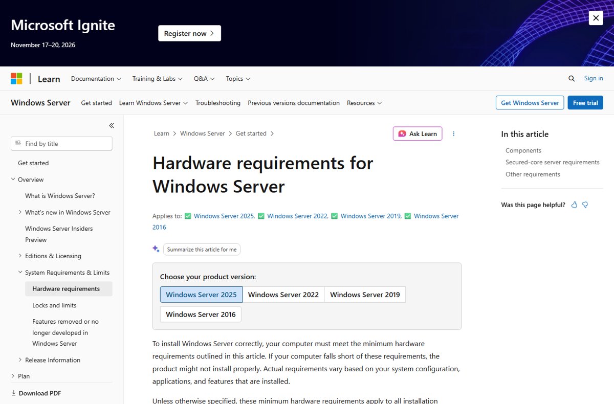 Windows Server 2025 system requirements (2026 guide + minimums)