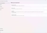 Windows Subsystem for Linux Settings app showing the Memory and processor page