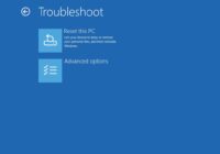Windows recovery Troubleshoot screen with Reset this PC and Advanced options