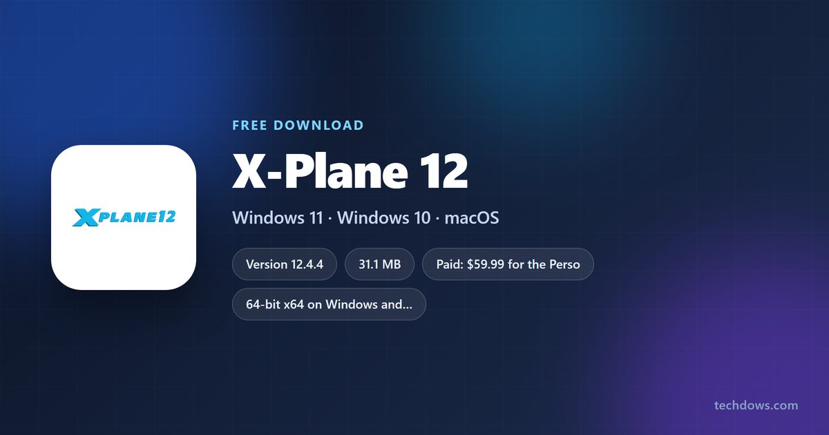 X-Plane 12 download card with version, price and supported systems