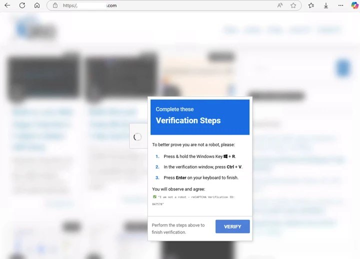 XWorm execution tactic shown by a ClickFix fake verification page