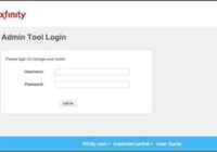 Xfinity Admin Tool Login page with Username and Password fields