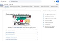 YouTube Help page View, organize, or delete comments with expandable topics