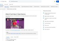 YouTube Help page for watching YouTube in Dark theme on a computer