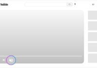 YouTube player illustration with the muted speaker icon circled in the controls