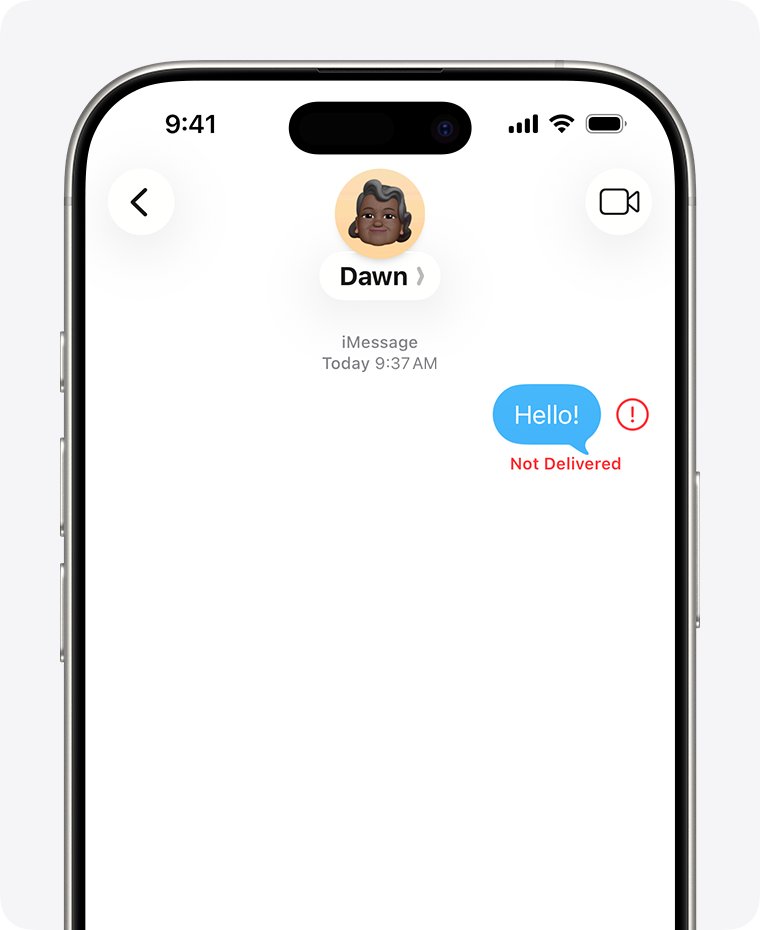 iMessage not delivered error with red exclamation point in a Messages thread