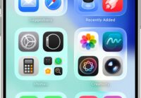 iPhone App Library with app folders and a search bar at the top