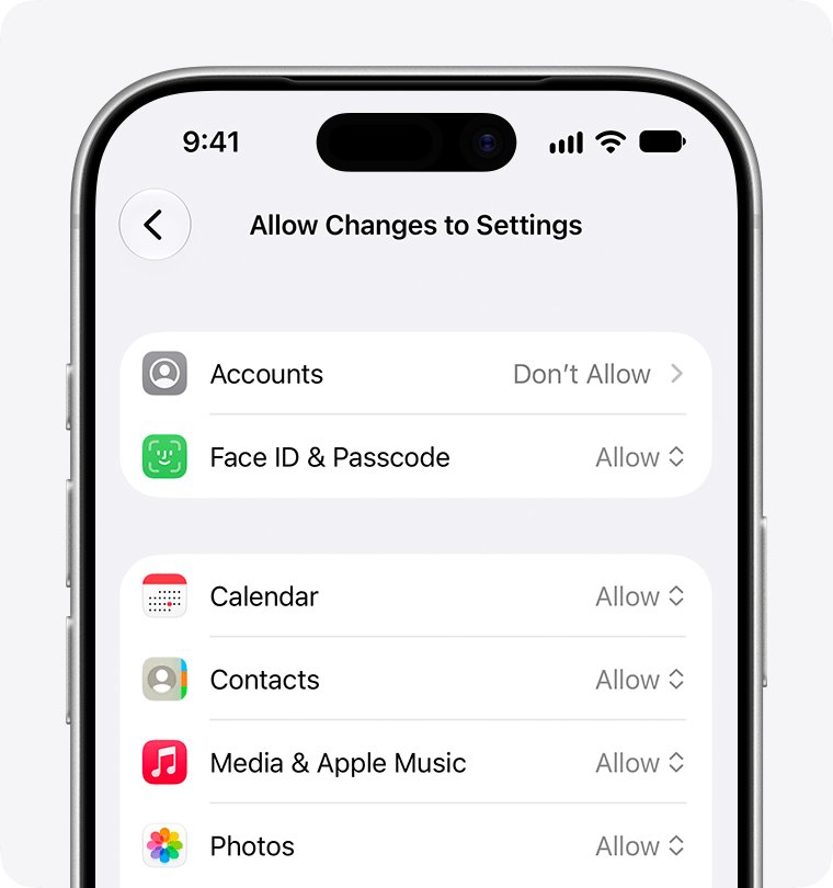 iPhone Apple Account greyed out: Allow Changes to Settings with Accounts blocked