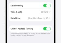 iPhone Cellular Data Options screen with Voice & Data set to 5G Auto