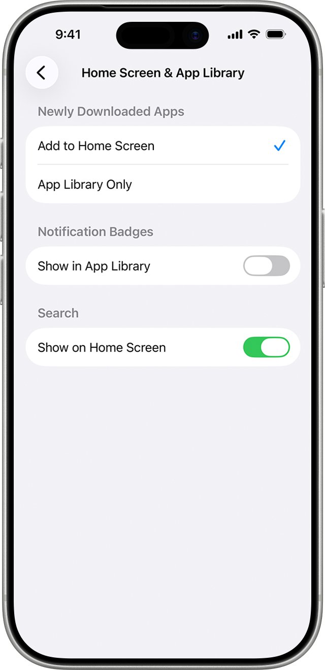 iPhone Home Screen & App Library settings with Add to Home Screen ticked