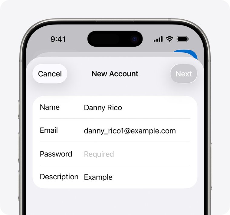 iPhone Mail password error fix by entering the password in New Account