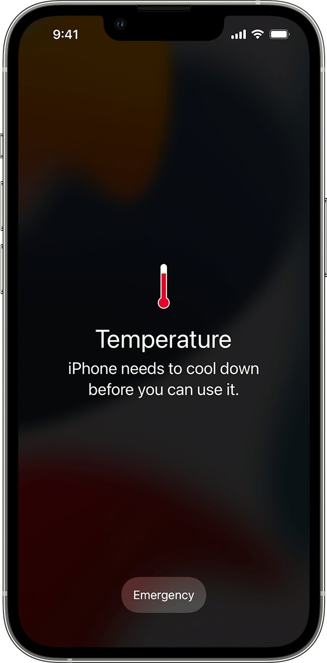 iPhone Temperature warning saying the phone needs to cool down