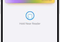 iPhone Wallet showing a card ready to pay with Hold Near Reader