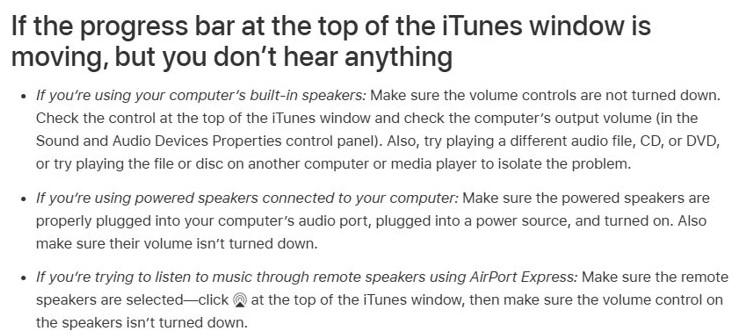 iTunes no sound on Windows: check speakers and volume controls
