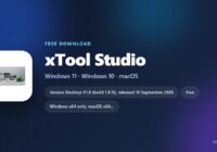 xTool Studio card with version, builds and supported systems