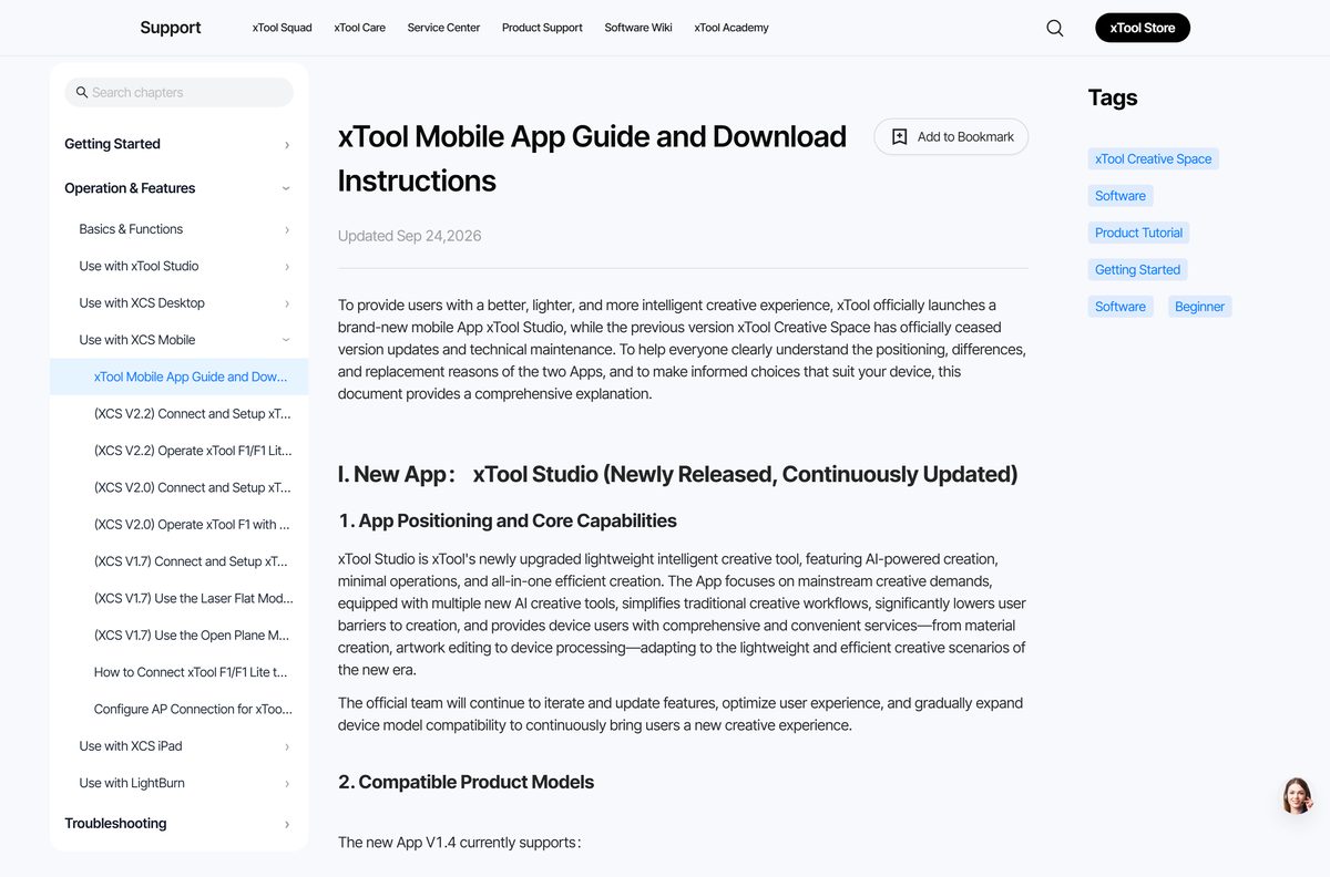xTool Studio support guide comparing the new and legacy apps